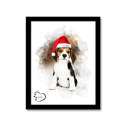 Custom Watercolor Pet Portrait from Photo with Video QR Code