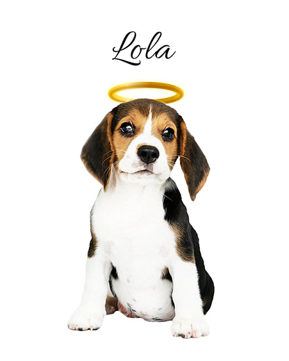 Custom Watercolor Pet Portrait with QR Code: Memorial Gift