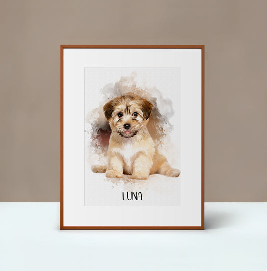 Dog Portrait Watercolor Print – Custom Artwork from Your Photo