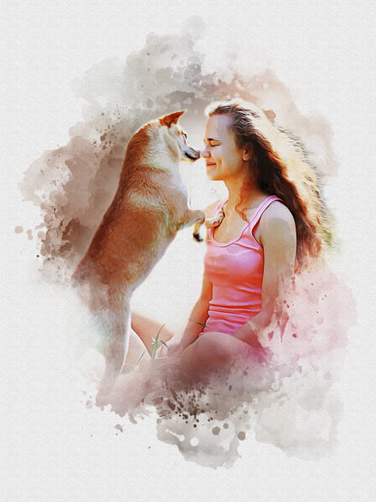 Personalized Dog Portrait Gift – Watercolor-Style Print for Dog Moms & Dads