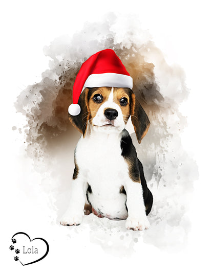 Custom Watercolor Pet Portrait with QR Code: Memorial Gift